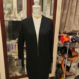 Skull Cashmere Black and Gray Open-Front Cardigan